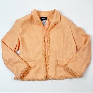 Vintage Orange Tweed Jacket with Fringe